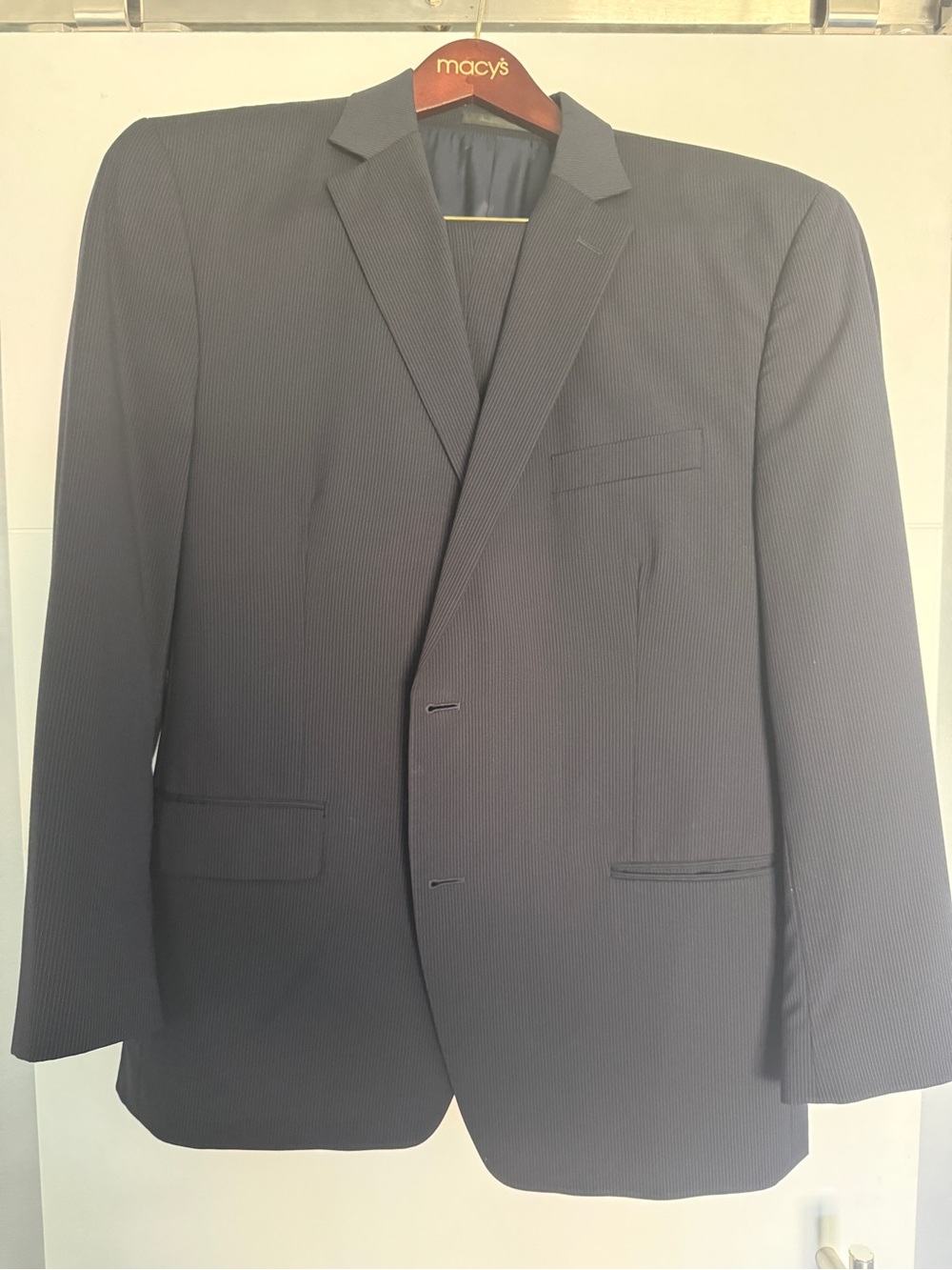 Macy's Men's Dark Navy Subtle Pinstripe Two-Button Suit Jacket